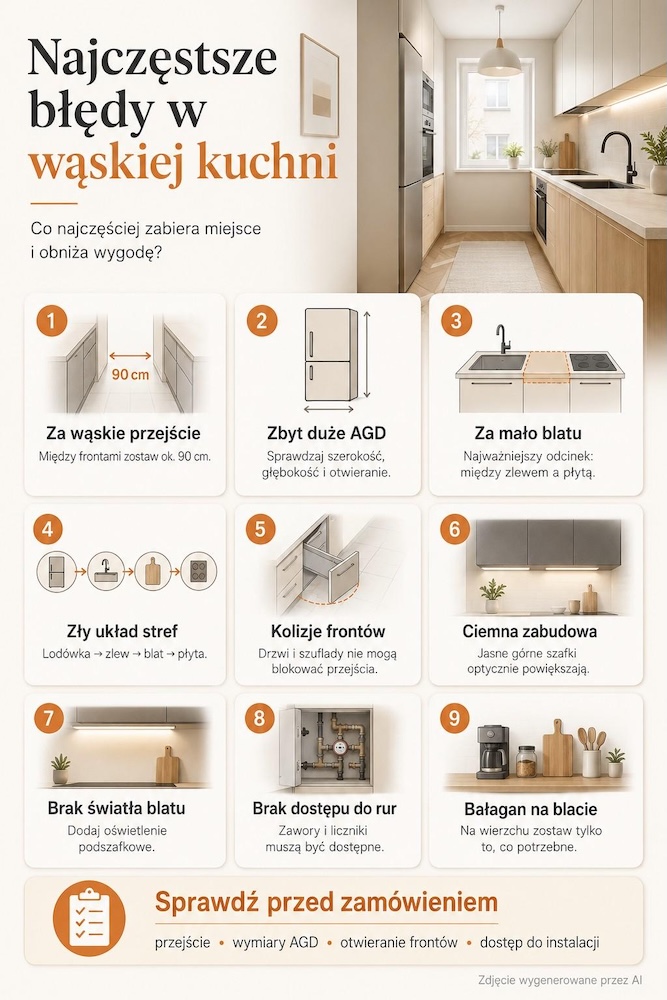 błędy w urządzaniu wąskiej kuchni