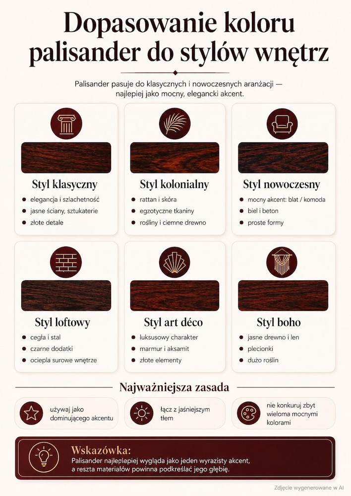 kolor palisander w różnych stylach wnętrz 