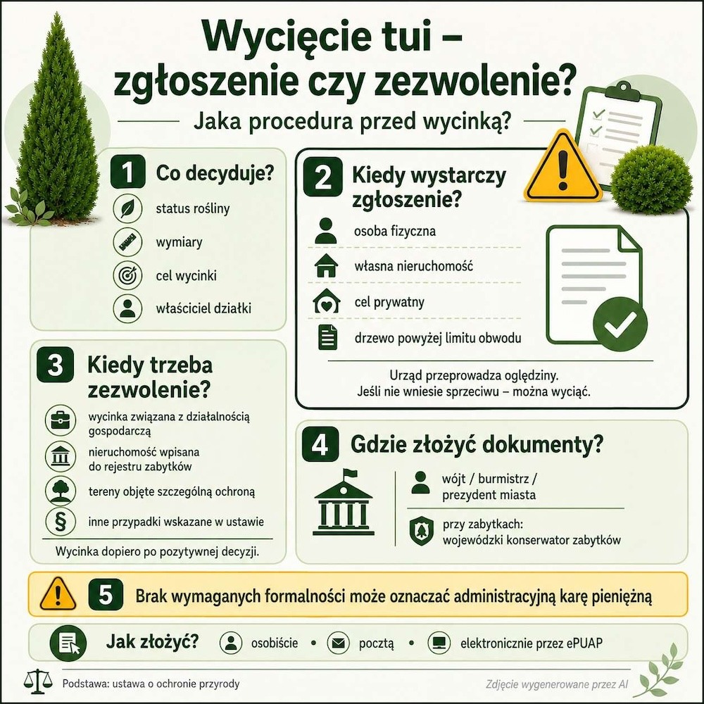 kara za wycięcie tui bez zezwolenia - procedury 