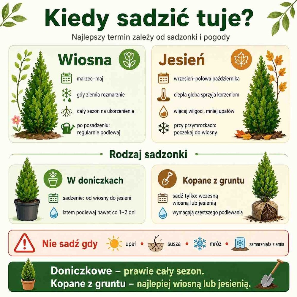 w jakim terminie sadzić tuje 