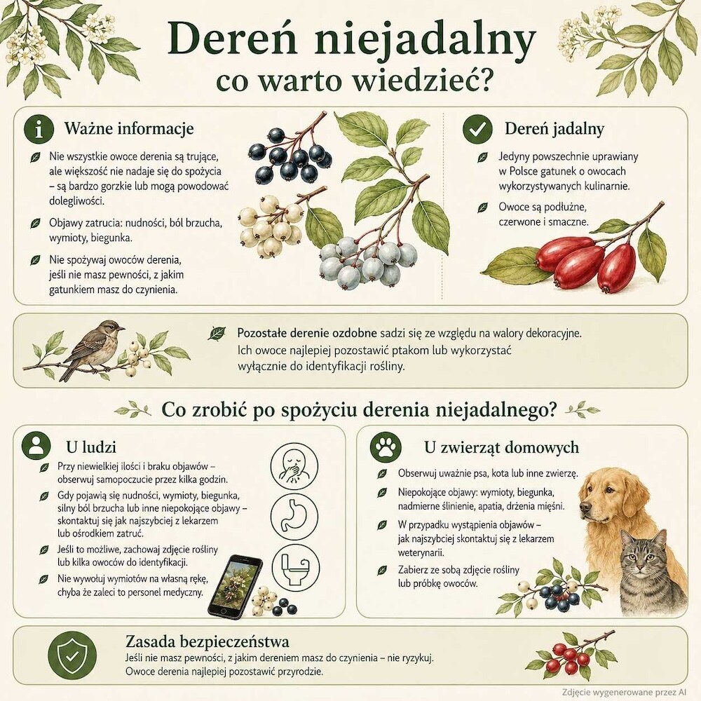ważne fakty o dereniu niejadalnym 