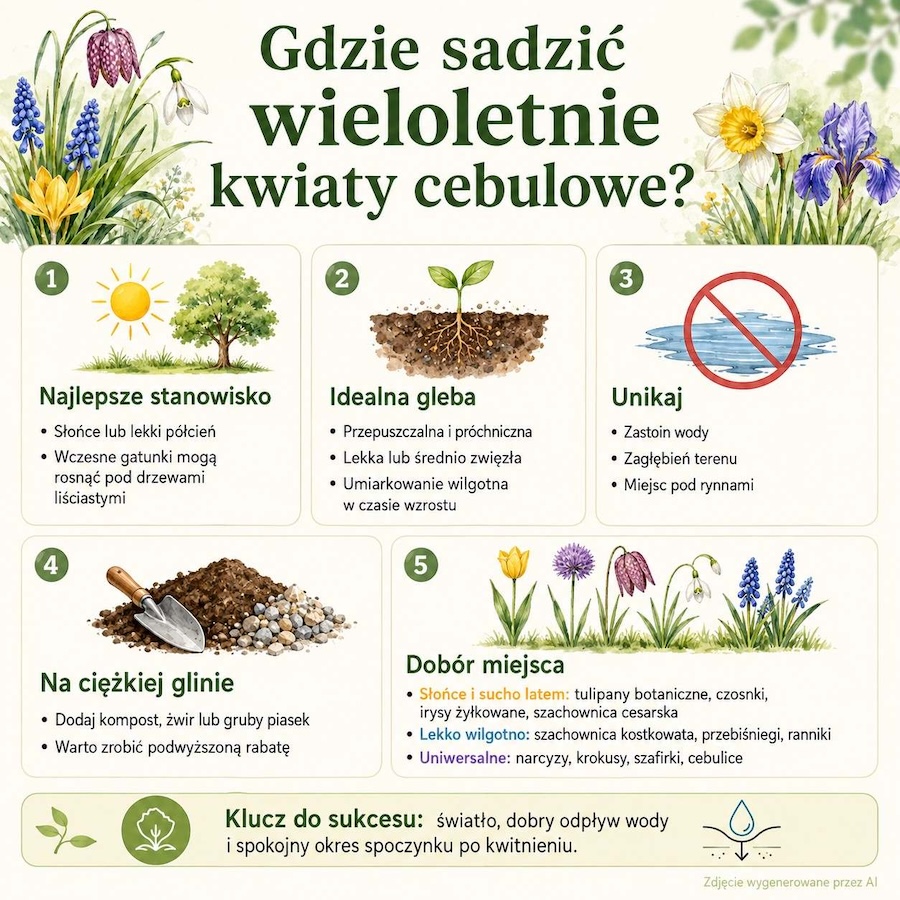 gdzie posadzić wieloletnie kwiaty z cebul wymagania wieloletnich kwiatów cebulowych
