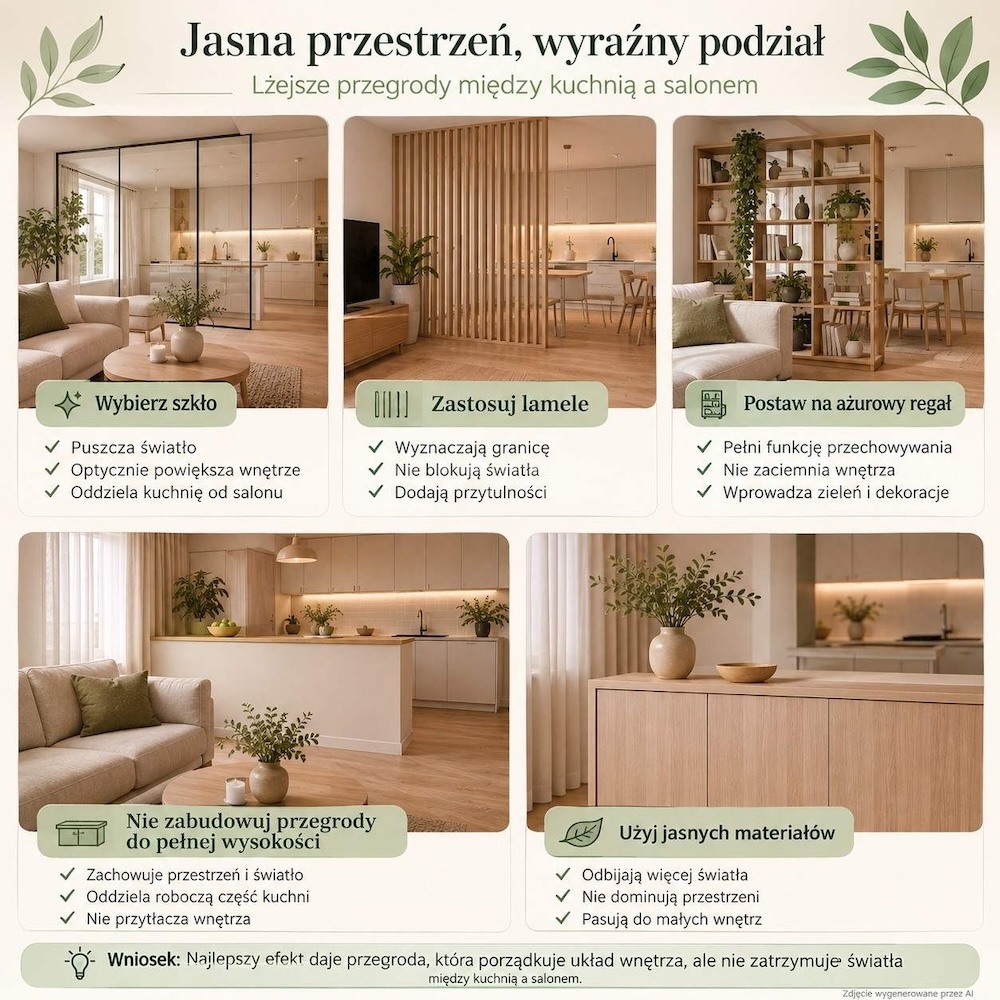 jak podzielić salon z kuchnią bez ograniczenia światła jak podzielić salon z kuchnią bez stawiania ścian