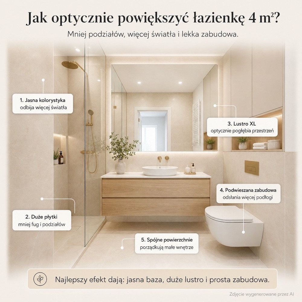 jak optycznie powiększyć łazienkę 