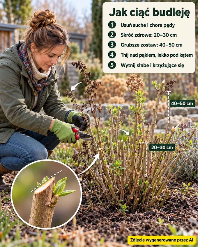 sposób cięcia budlei technika cięcia budlei